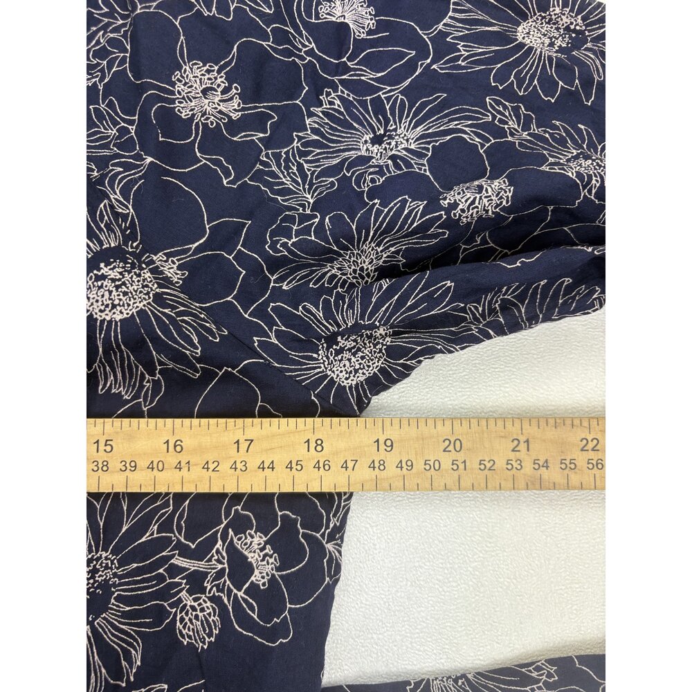Gap Floral Midi Dress Size S Ruffle Hem Tie Waist Navy - Picture 10 of 12